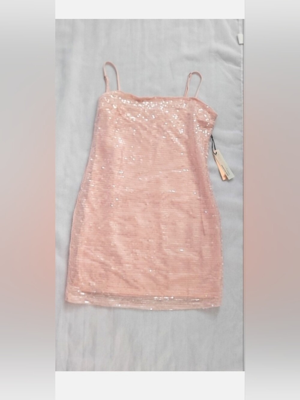 NWT!Chic June & Hudson Summer Sequin Square Neck Pink Luxe Women's Mini Dress XL - Picture 14 of 14